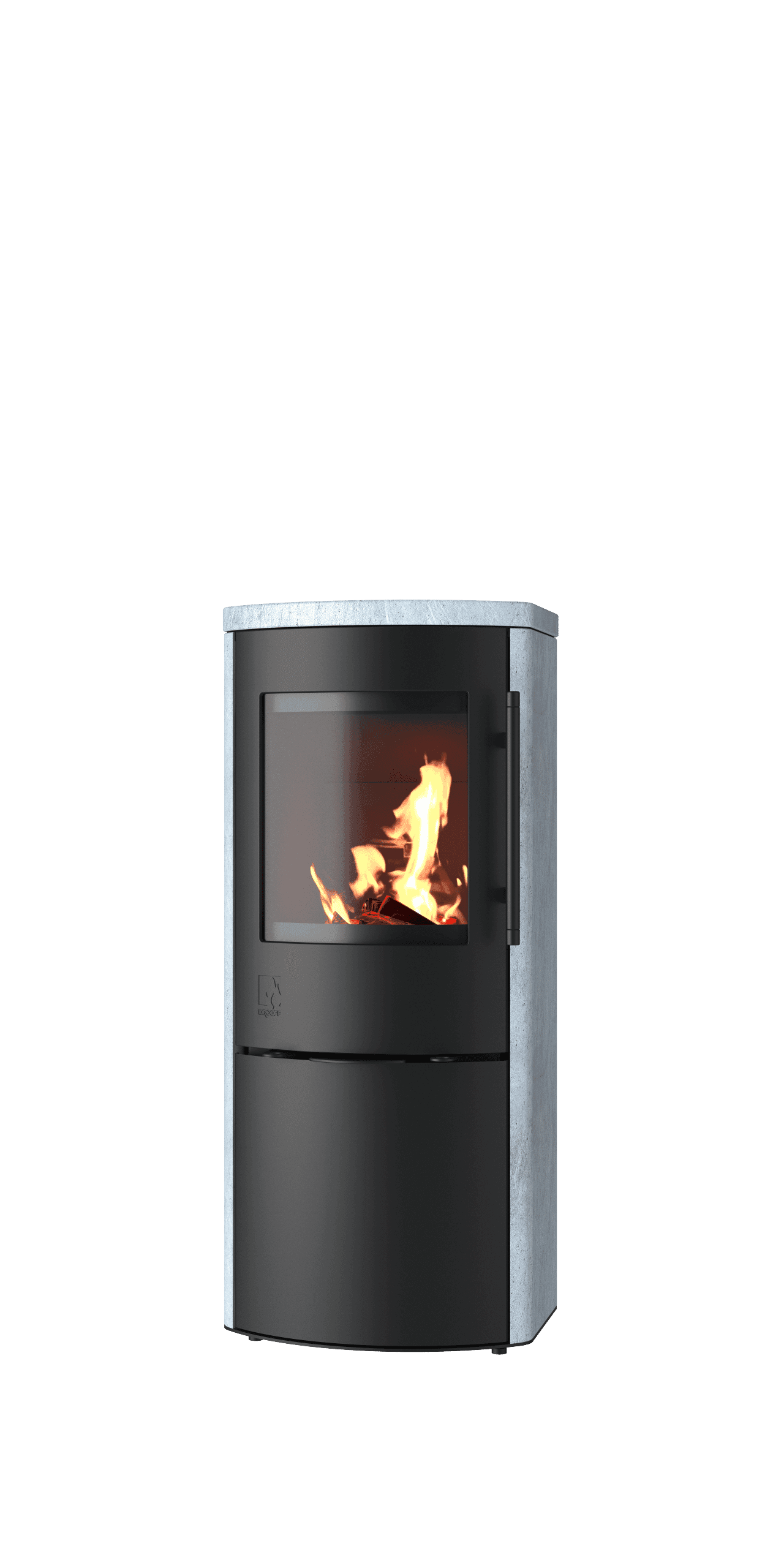 Drooff Garda Kaminofen mit brennendem Feuer