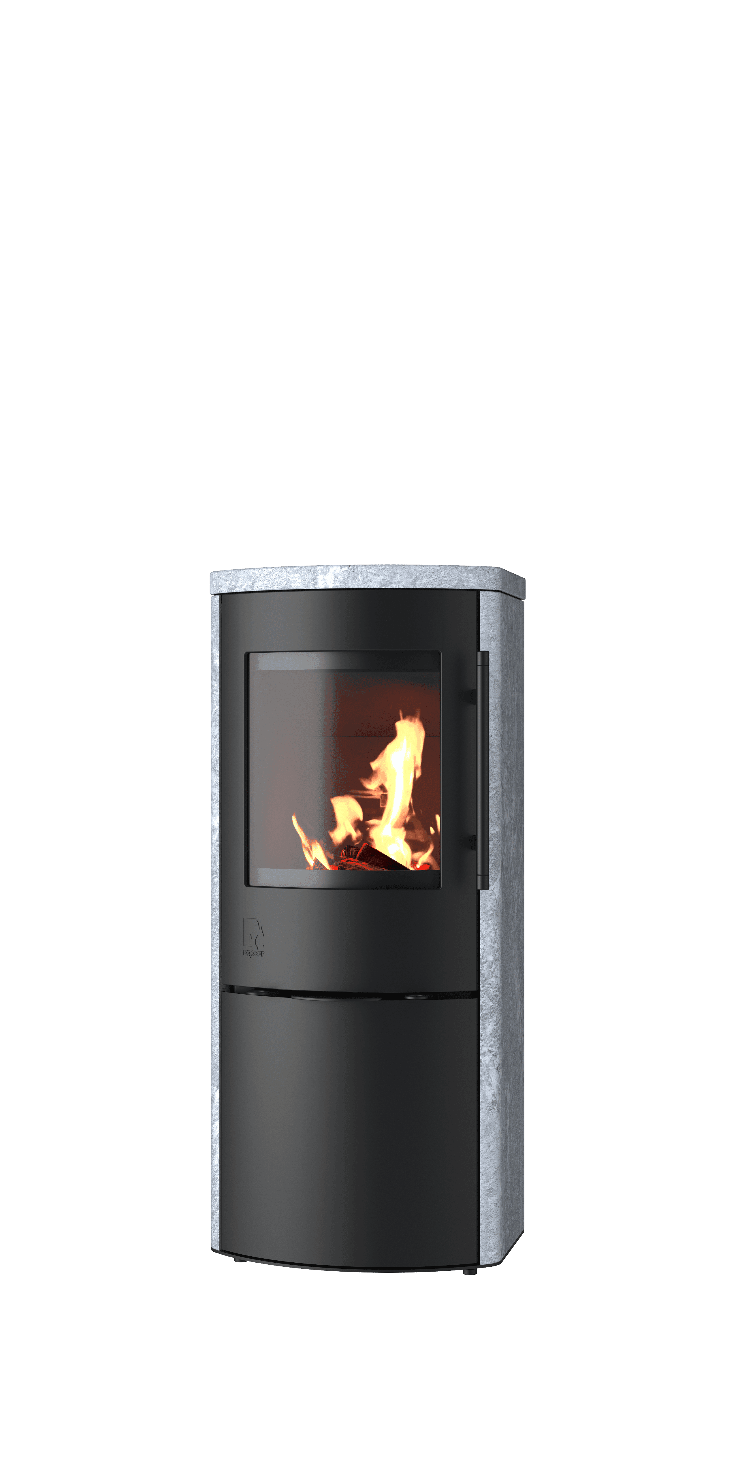 Drooff Garda Kaminofen mit brennendem Feuer