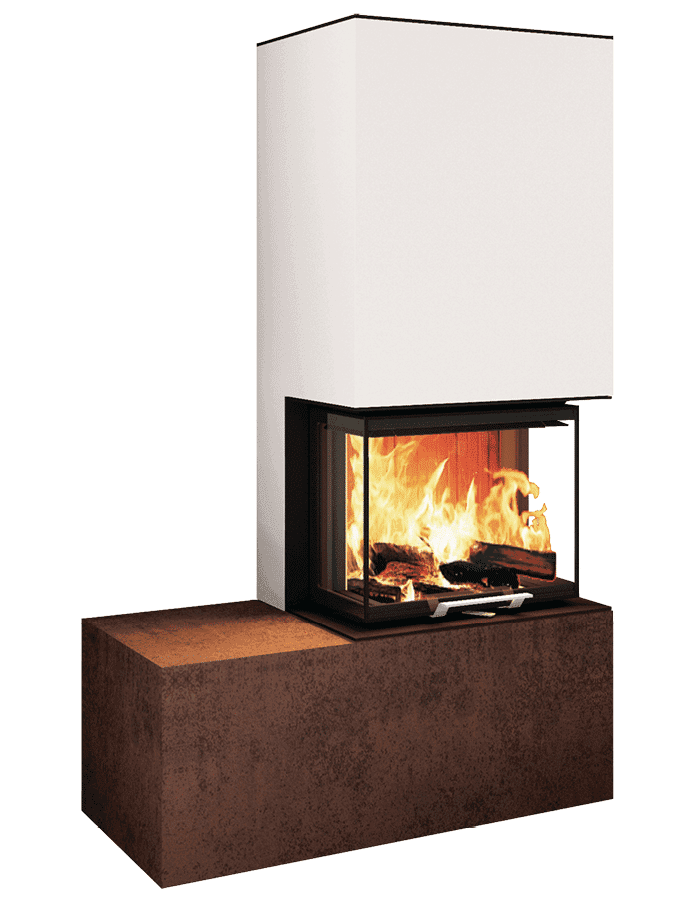Neocube P10-Serie Kaminbausatz mit brennendem Feuer