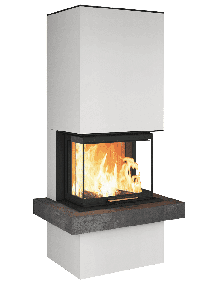 Neocube P10-Serie Kaminbausatz mit brennendem Feuer