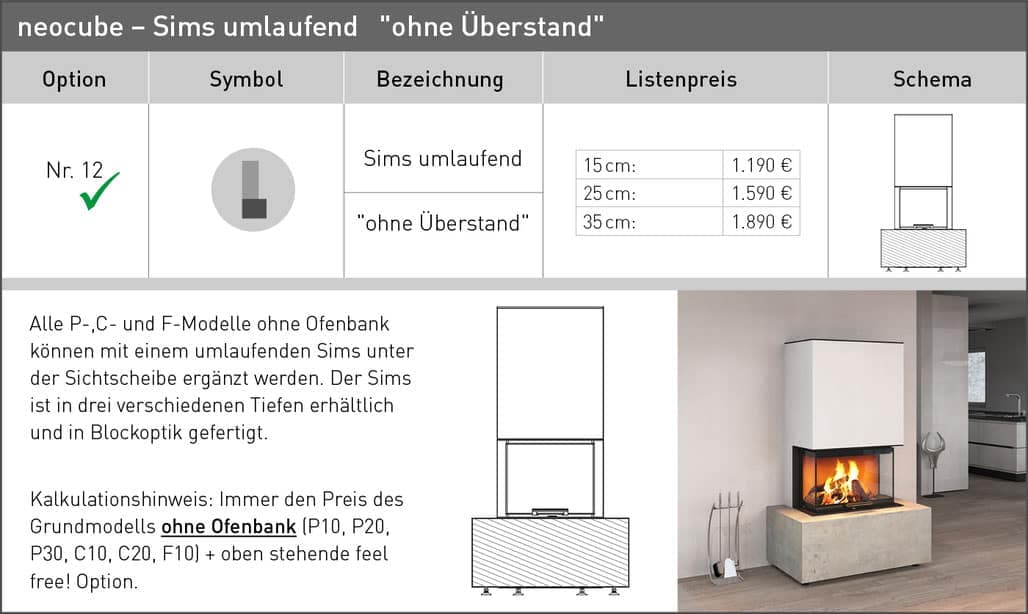 feel free 12 noecube sims umlaufend ohne überstand