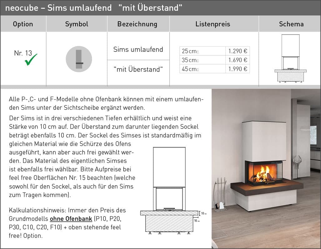feel free 13 neocube sims umlaufend mit überstand