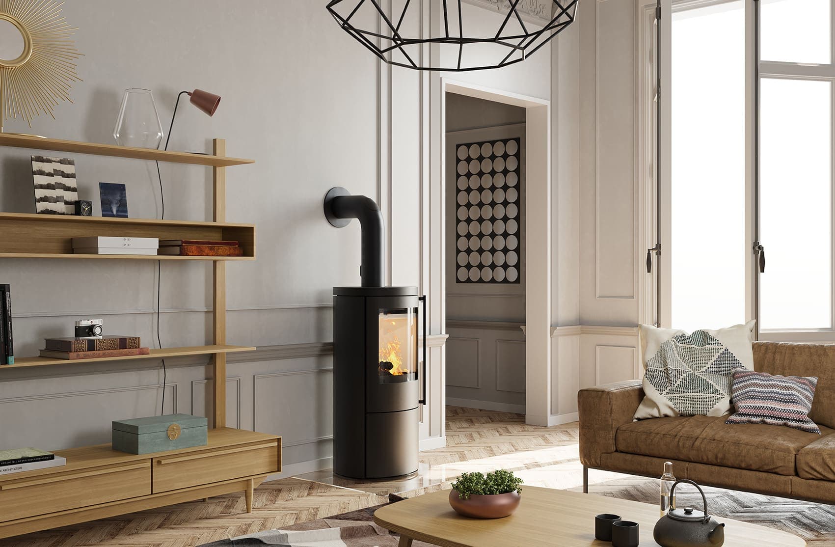 Gemütliches Wohnzimmer mit modernem Kamin