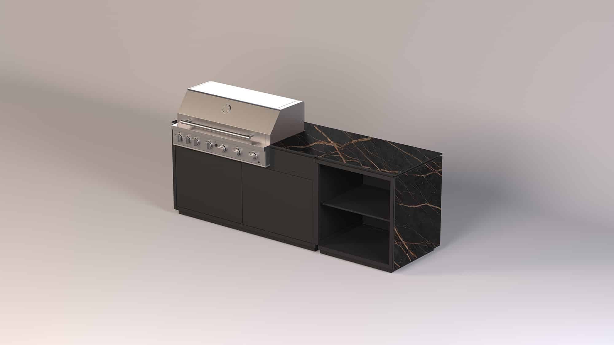 CB Outdoor Kitchen - Gasgrill BeefEater mit offenem Stauraum - Keramik Laurent Ultra Matt