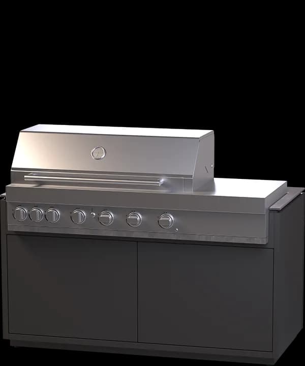 Gasgrill-Modul XL mit Edelstahl-Brennerblock und schwarzem Unterschrank für Outdoor-Küche