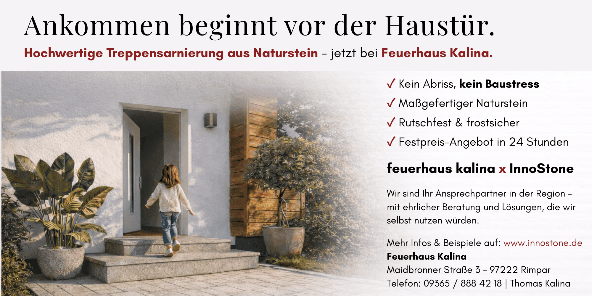 Treppensanierung Würzburg ohne Abriss Naturstein Außentreppe rutschfest frostsicher InnoStone Feuerhaus Kalina
