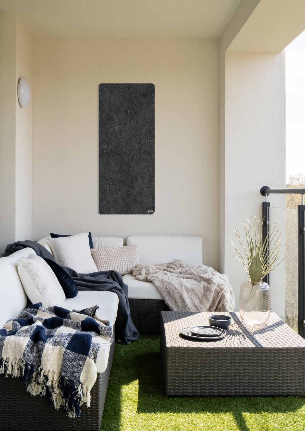 HEAzs Infrarot-Heizpaneel 40 × 140 cm mit 350 Watt, balkon senkrecht dunkel