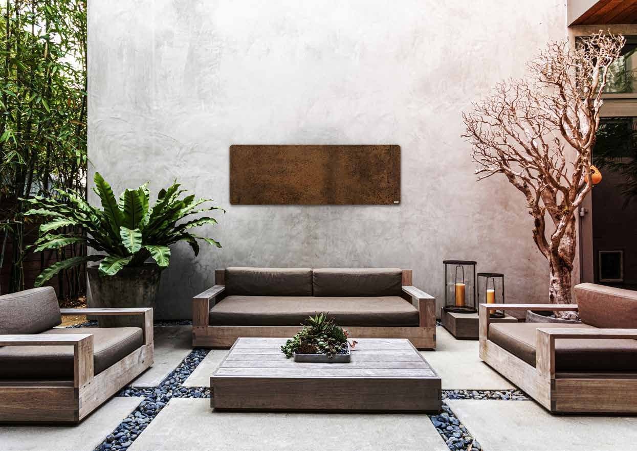 HEAzs Infrarot-Heizpaneel 60 × 170 cm mit 700 Watt, terrasse corten waagerecht
