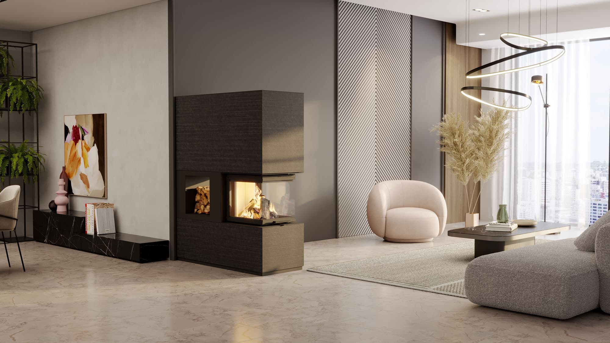 monolith modul U55 Raumteiler in Naturstein Nero Ferrara