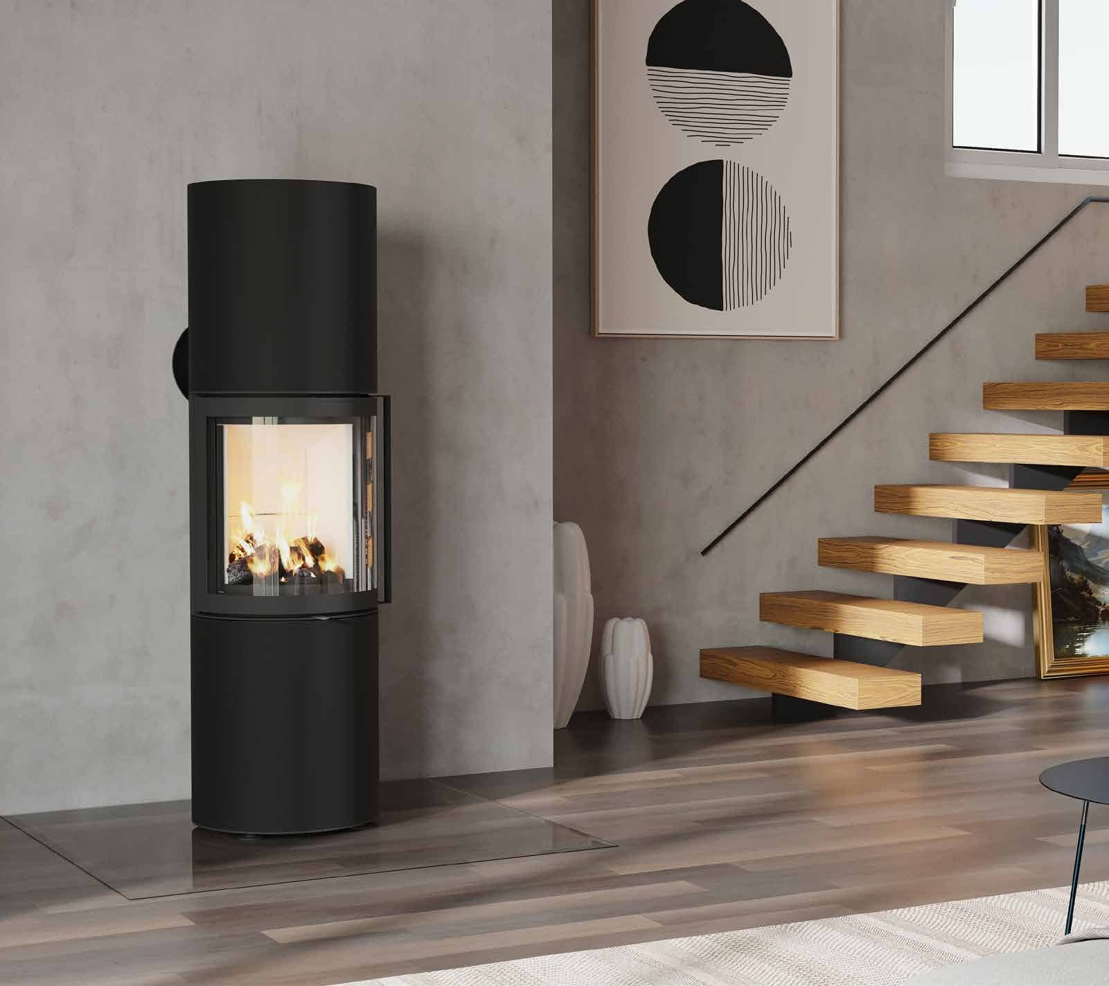 CB-tec neocube R in Graphite Shadow vor Sichtbetonwand mit offener Treppe