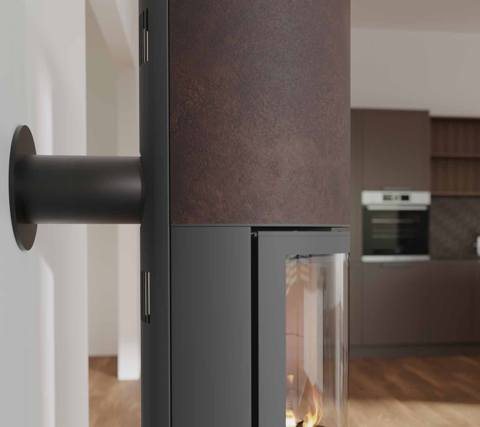 Oberfläche Terra Rossa des CB-tec neocube R in Edelrostoptik, Nahaufnahme