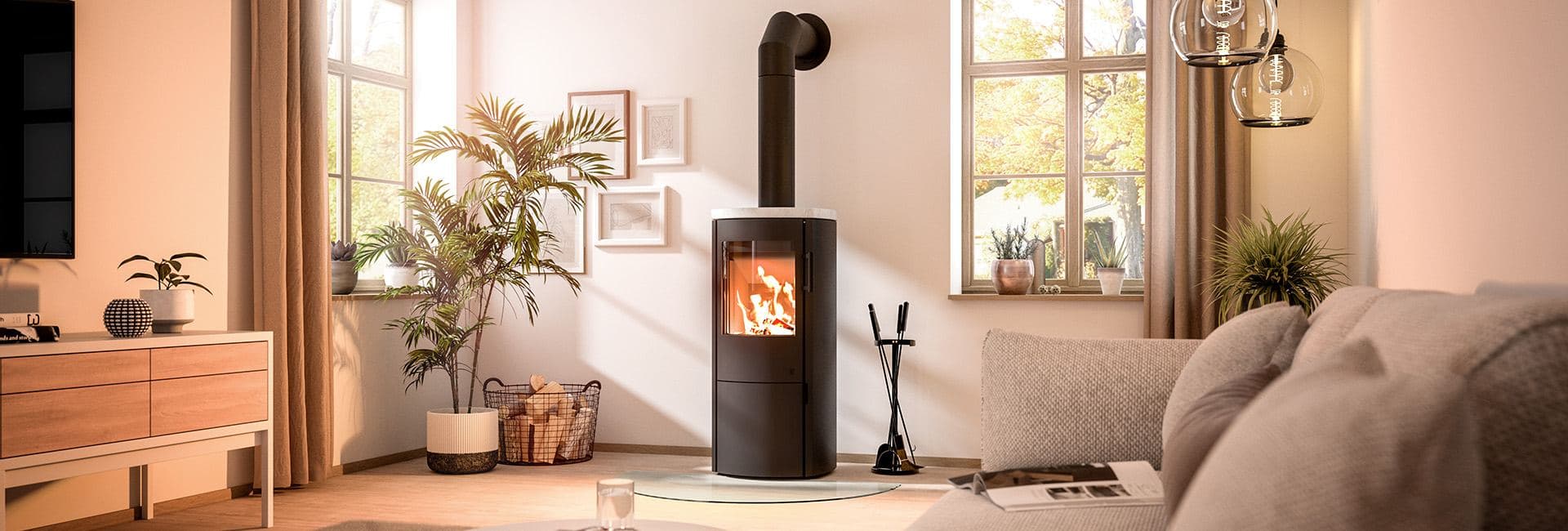 Drooff Farini – Kaminofen im Wohnraum