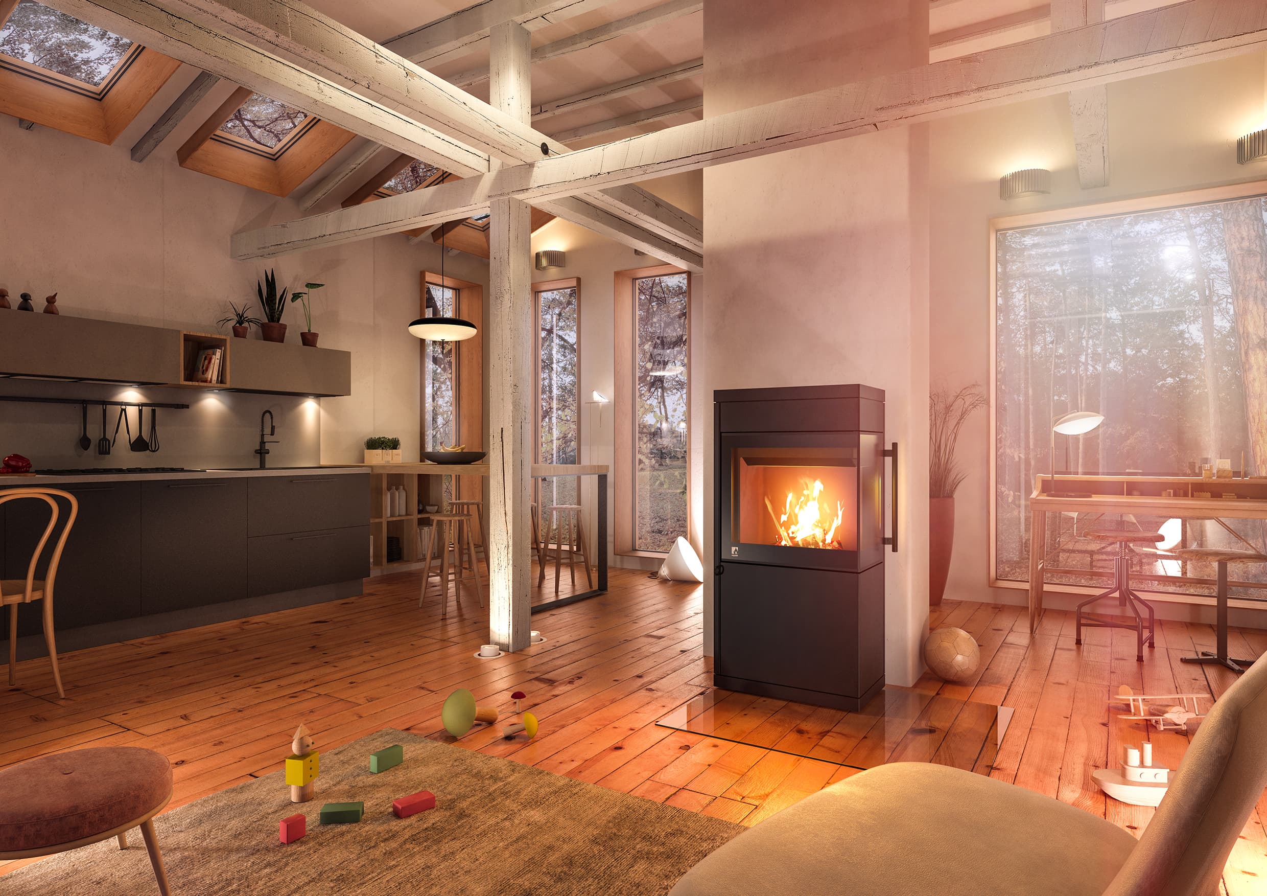 Drooff Livera Panorama M mit Eckverglasung im Wohnraum