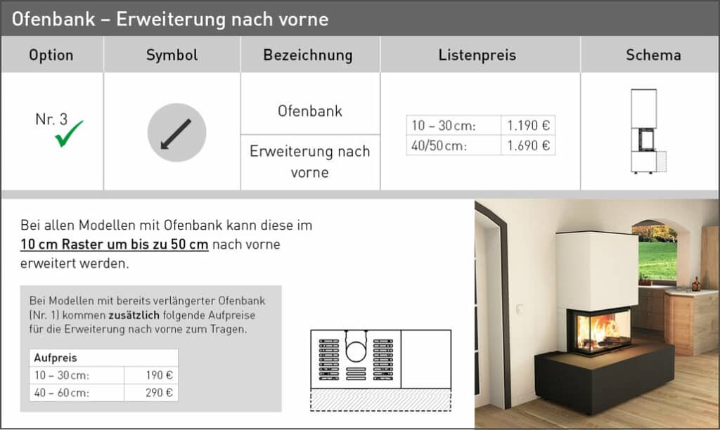 feel free 3 ofenbank erweiterung nach vorne