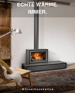 Moderner Kaminofen sorgt fĂŒr echte WĂ€rme auch ohne Strom